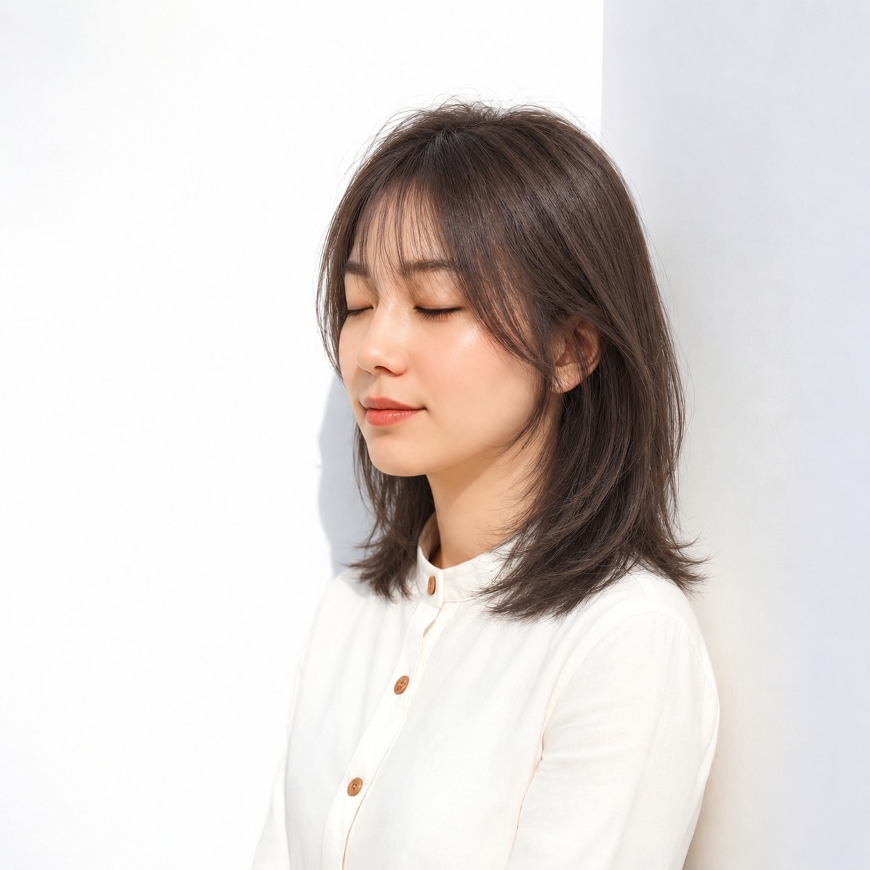 4. レイヤーミディアム × 内巻き触覚：頬の丸みで柔らかく