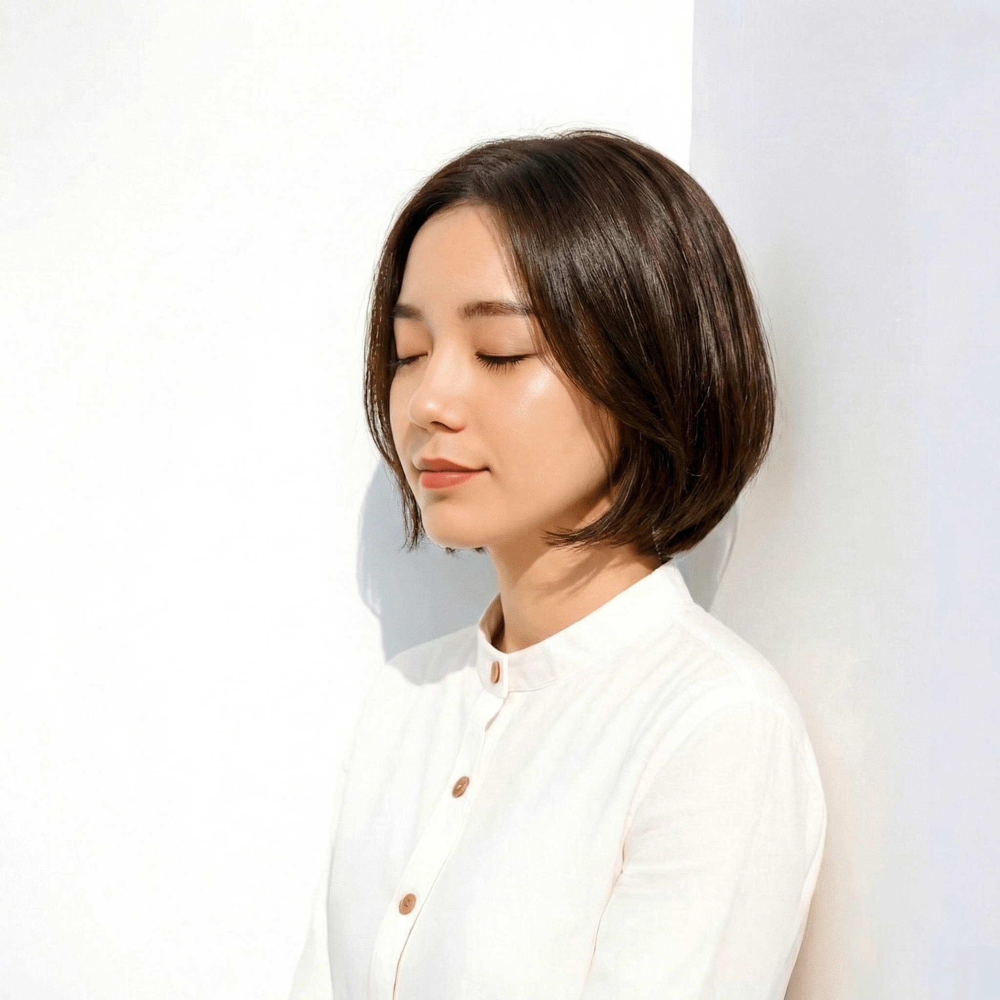 ラベンダーアッシュ×自然なツヤ：赤みを抑えた透明感が魅力