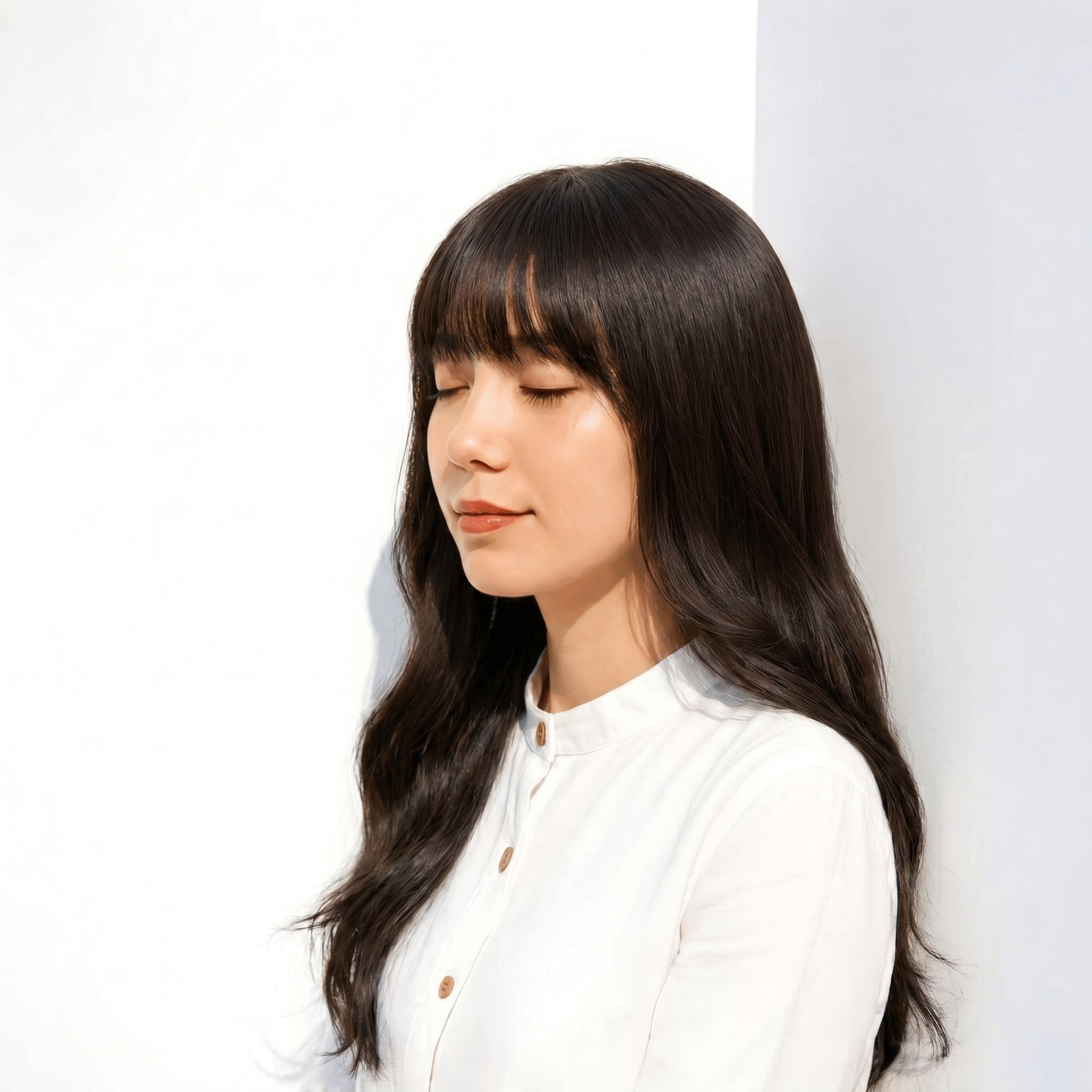 9. アッシュグレージュ×暗め: 青みのある灰ベージュで落ち着きと軽やかさを両立