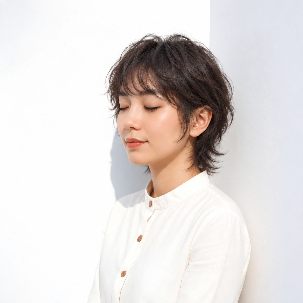 9. ウルフパーマ × 顔まわりショート：短い毛束で個性的なアクセントを