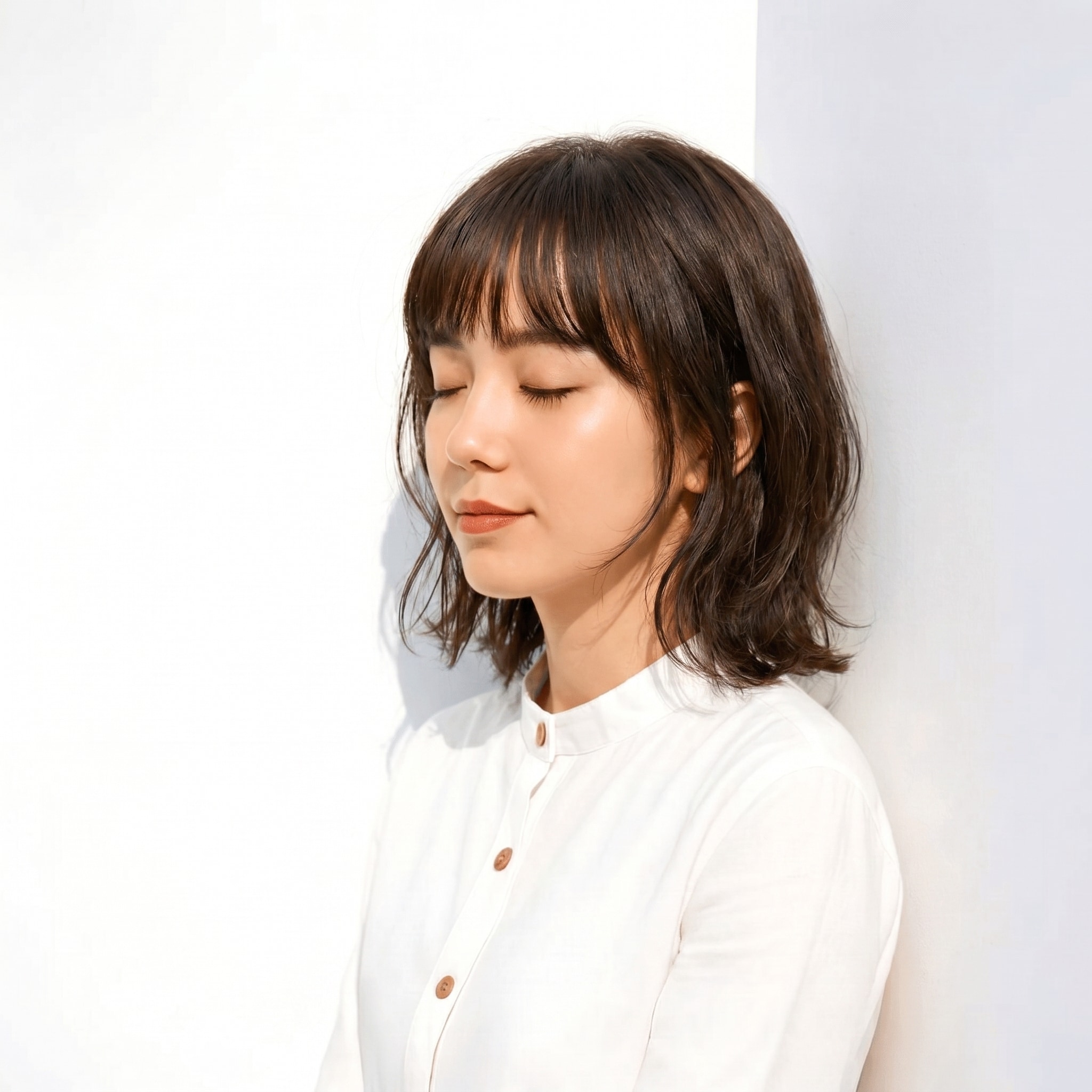 9. グレーブラウン×ボブ: 赤みを抑えた落ち着きと軽やかさを両立