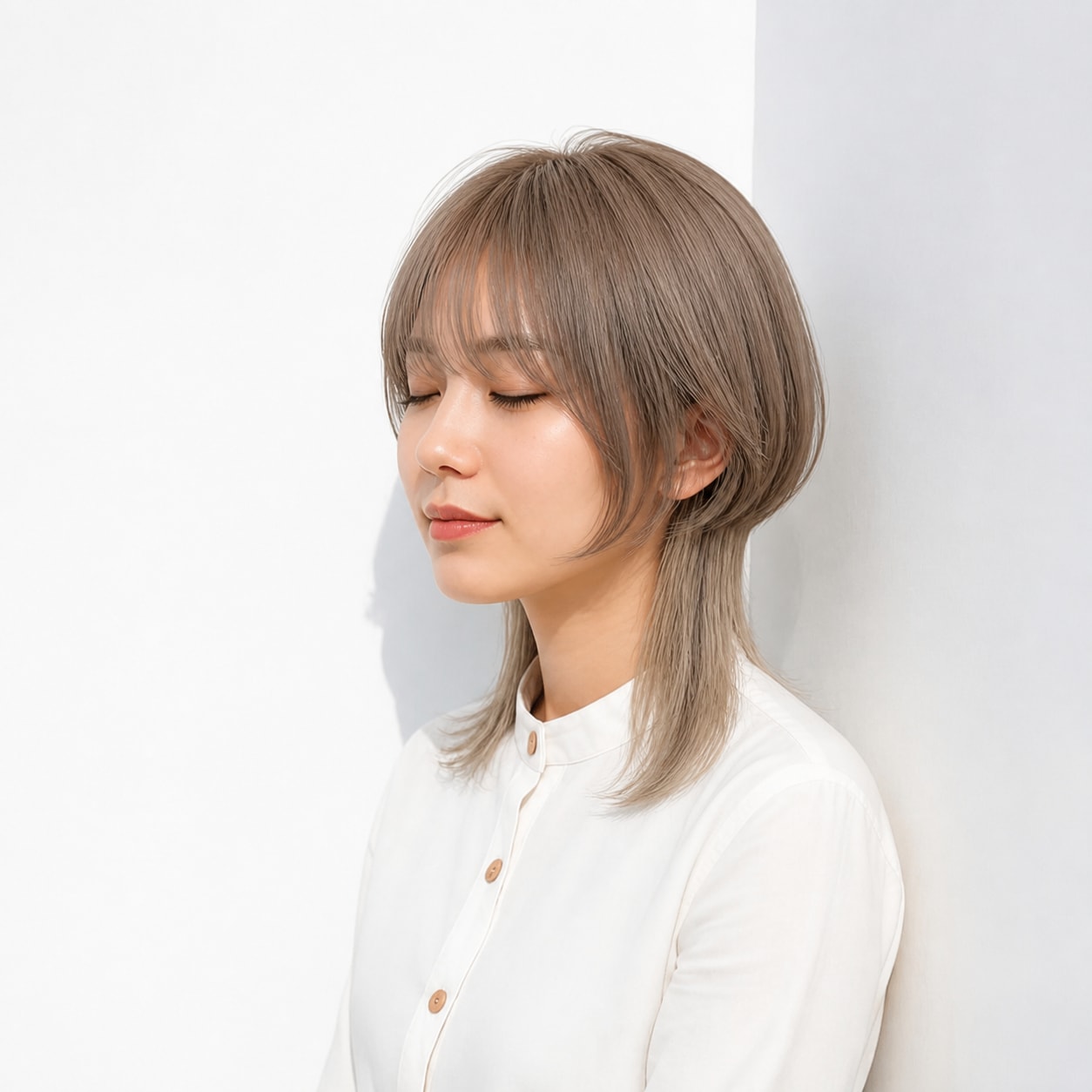 9. クラゲヘア × ミルクティーベージュ：淡い髪色で軽やかに