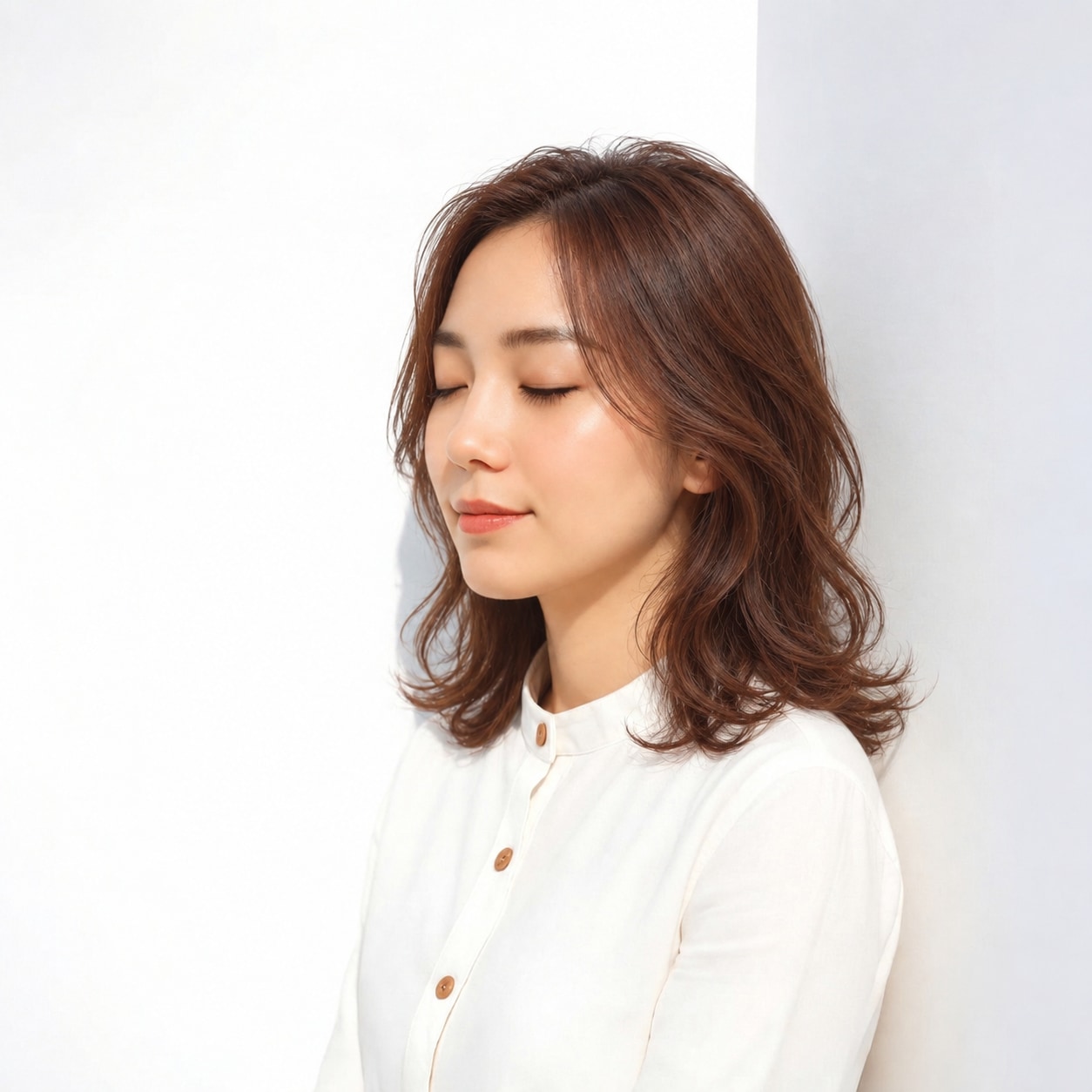 9. コスメパーマ × 暗髪パーマ：色を落ち着かせても曲線が見え、立体感を保てます