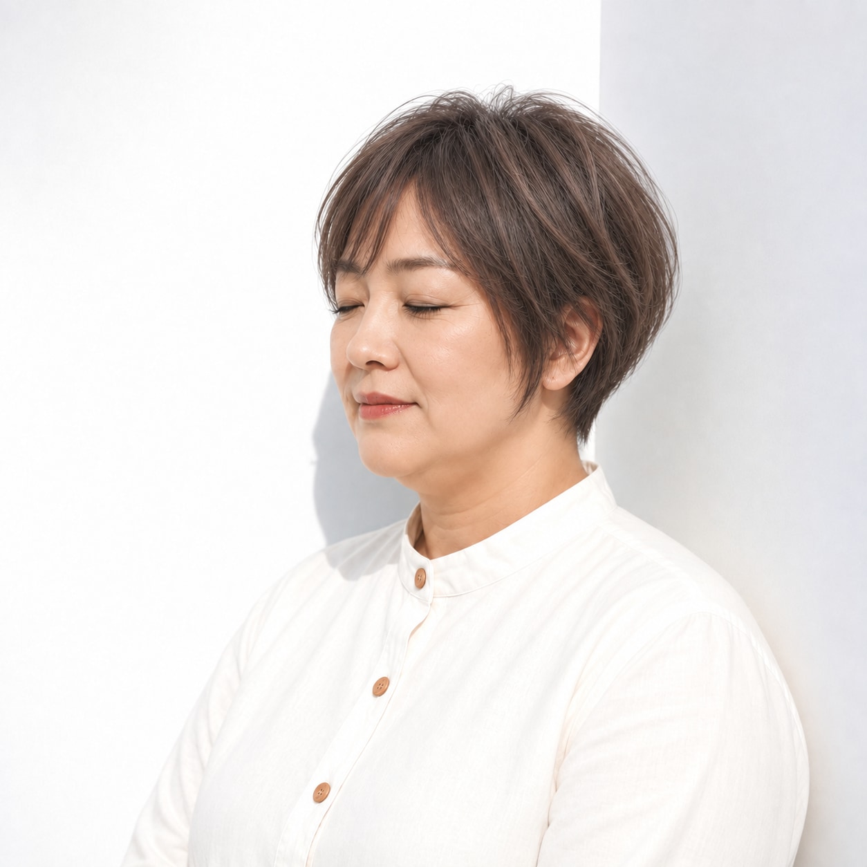 9. ショートヘア × 耳かけ：コンパクトでも硬く見えず、横顔へやわらかさが出ます