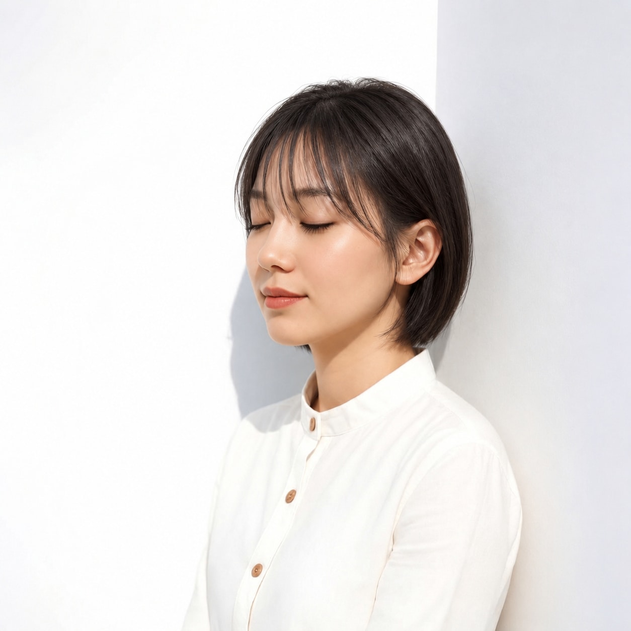 9. シースルーバング × 黒髪ボブ：暗い色を軽く楽しむ