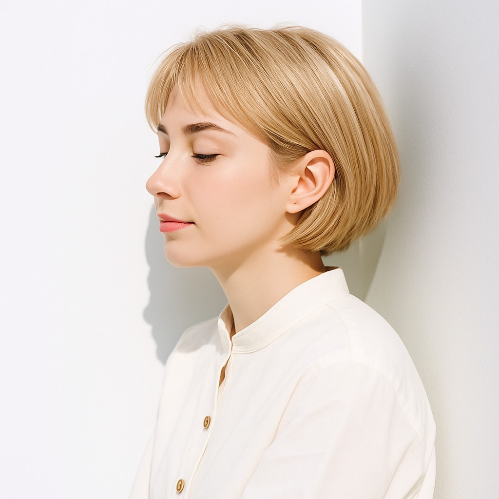 9. プラチナブロンド×ショートボブ：軽やかで洗練された印象に