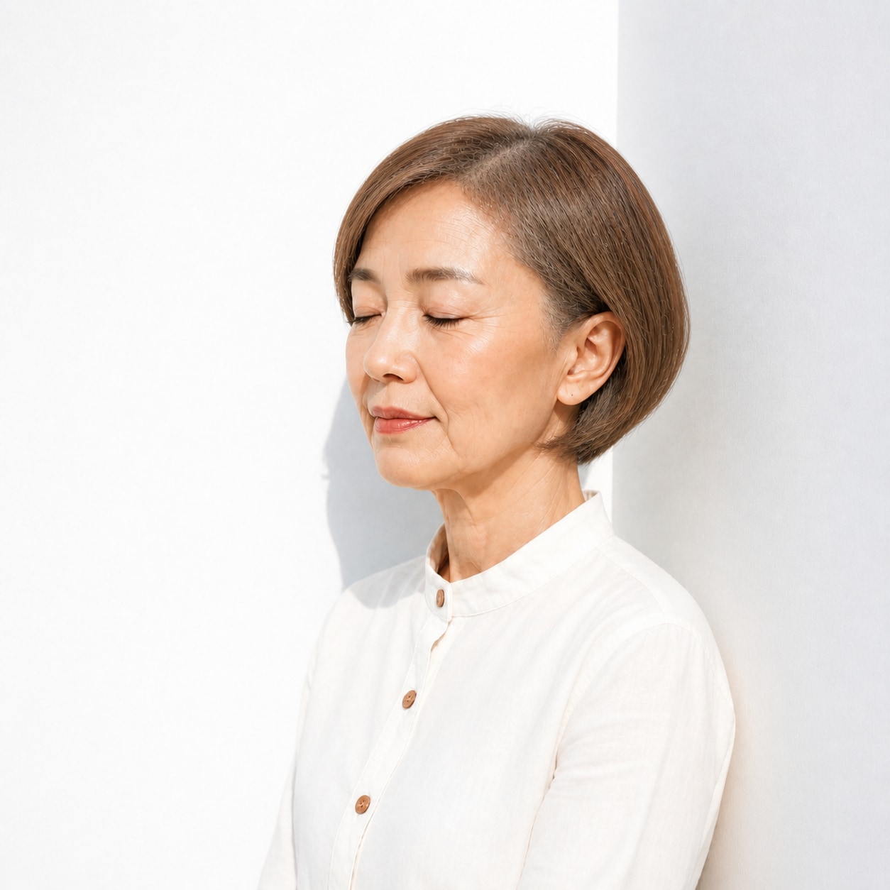 9. ボブカット × 耳かけ：70代の表情を明るく