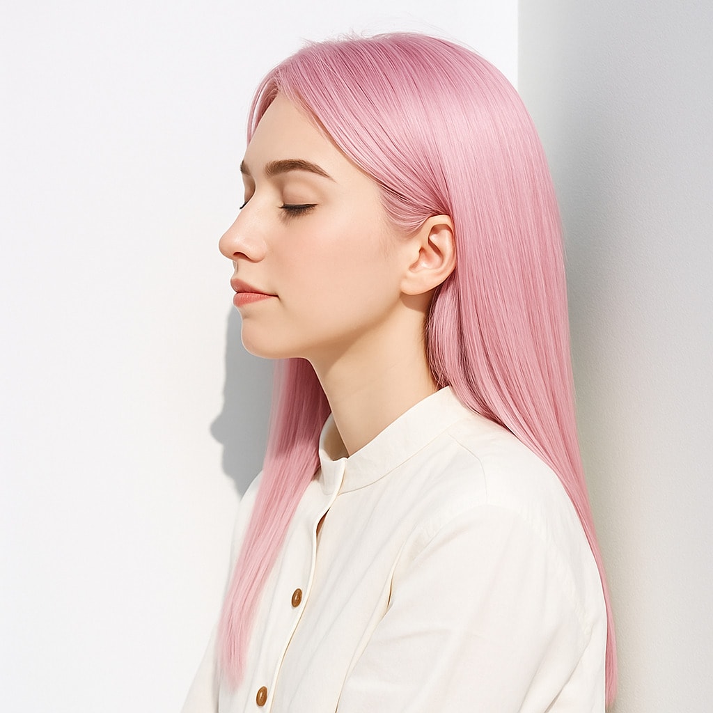 9. ホワイトピンク×ハイトーン：淡いツヤが髪を包み込む