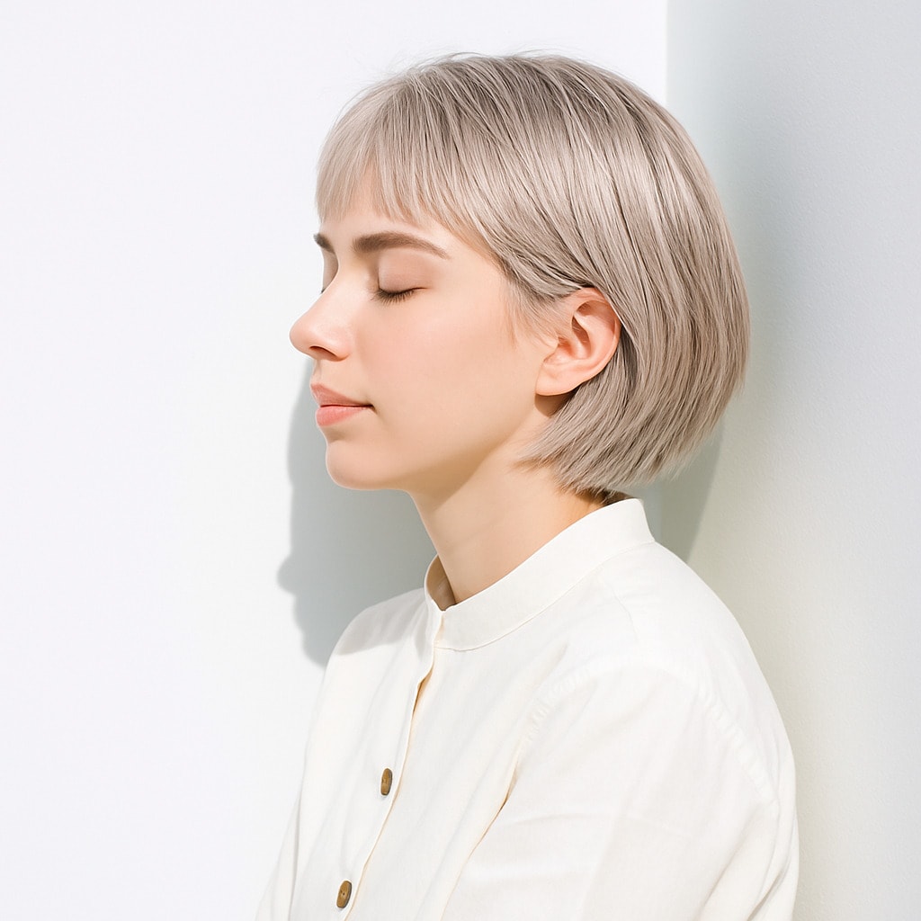 9. ホワイトベージュ×明るめ：透ける色みで肌映りをトーンアップ