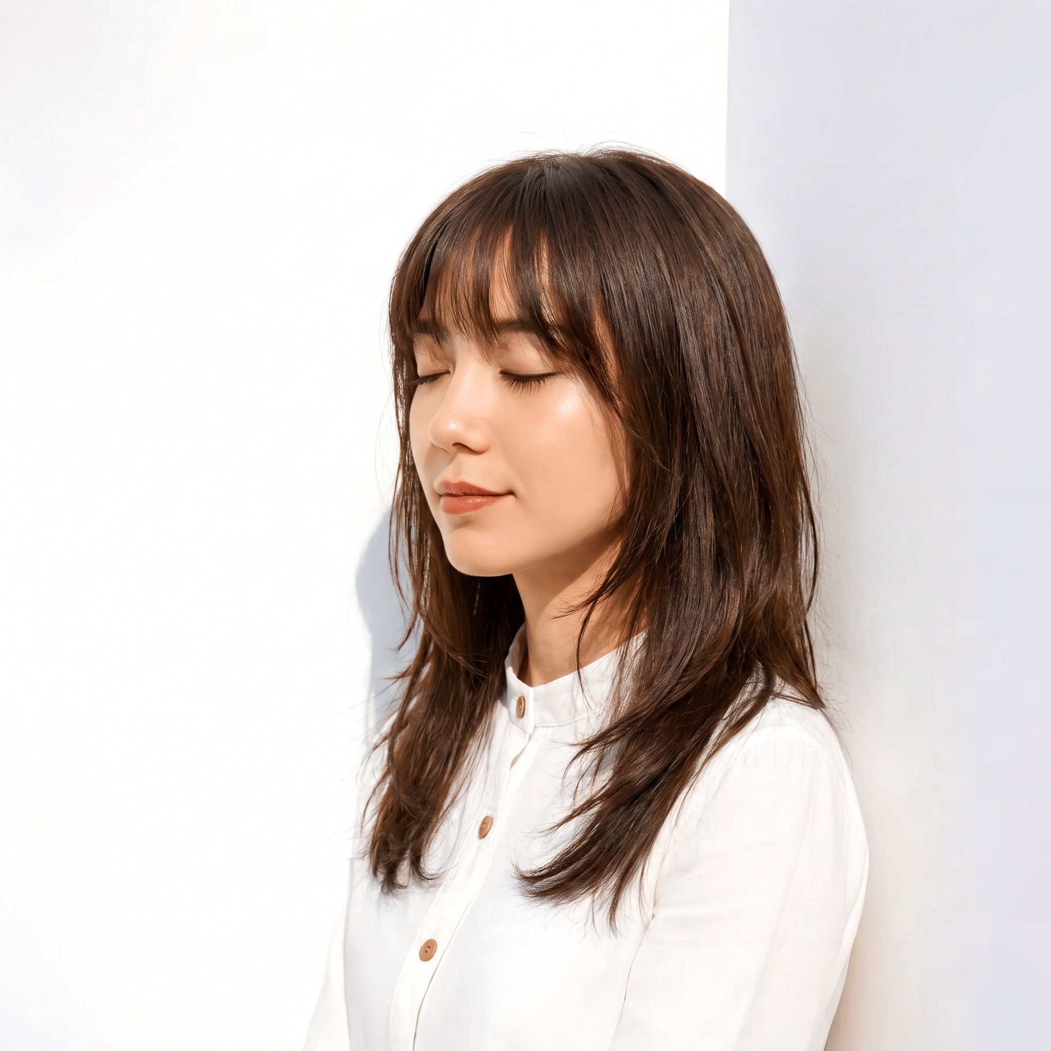 9. モカブラウン×ストレートロング: こげ茶寄りの暗めブラウンでロングが落ち着く
