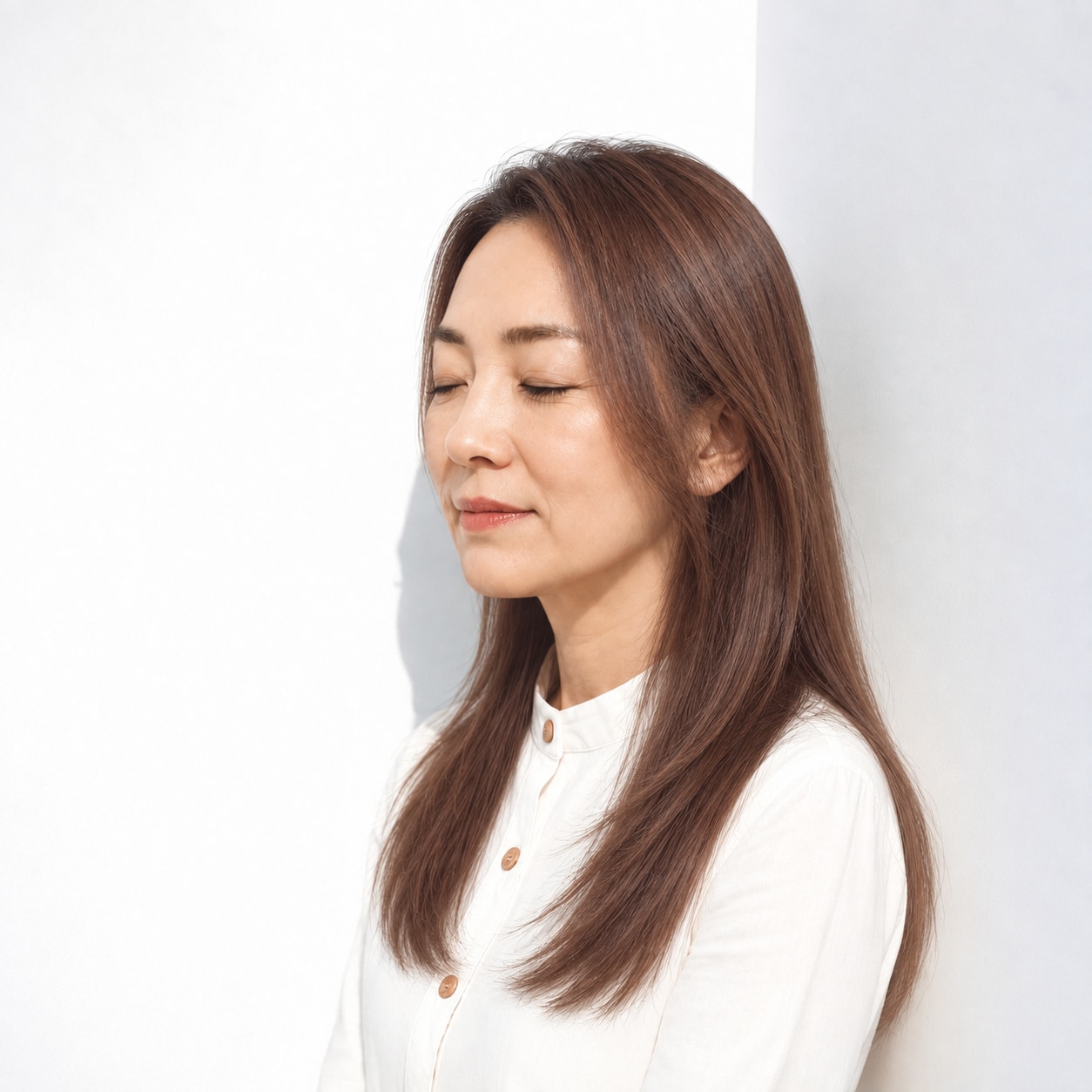9. ロングレイヤー × 前髪なし × まとまり重視のストレート