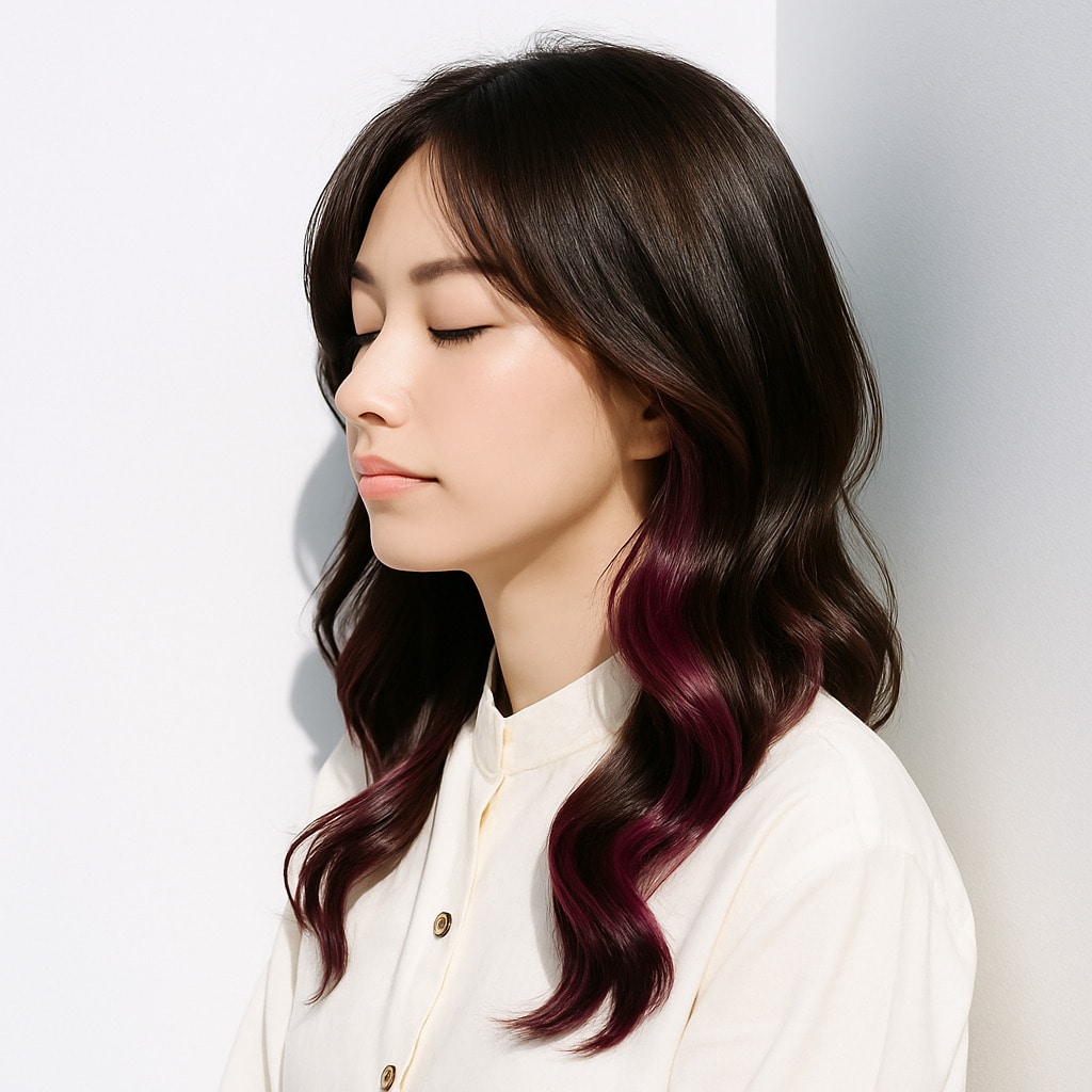 9. ローズピンク×インナーカラー：穏やかな遊び心を楽しんでみて