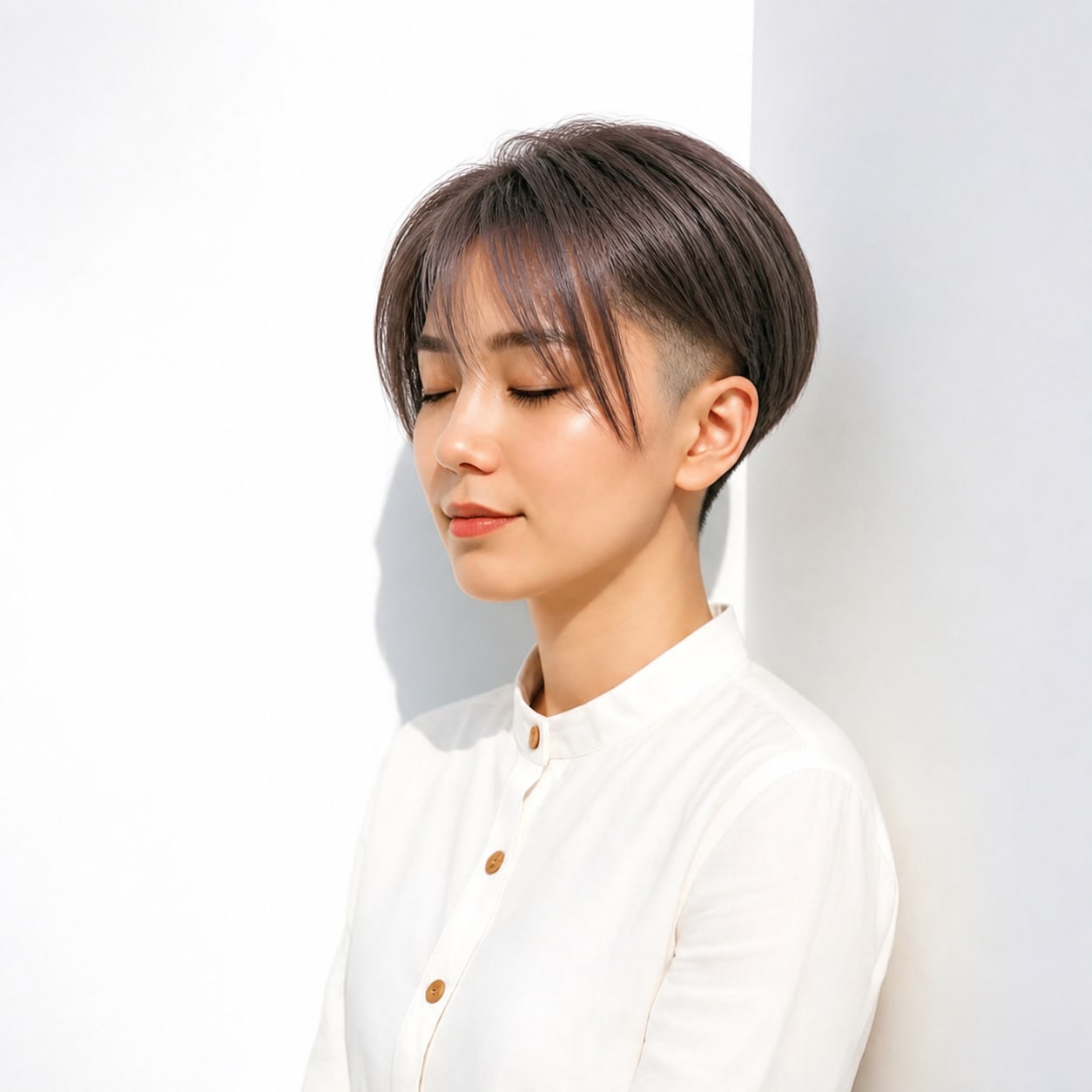 9. 刈り上げショート × ストレート前髪：シャープな印象