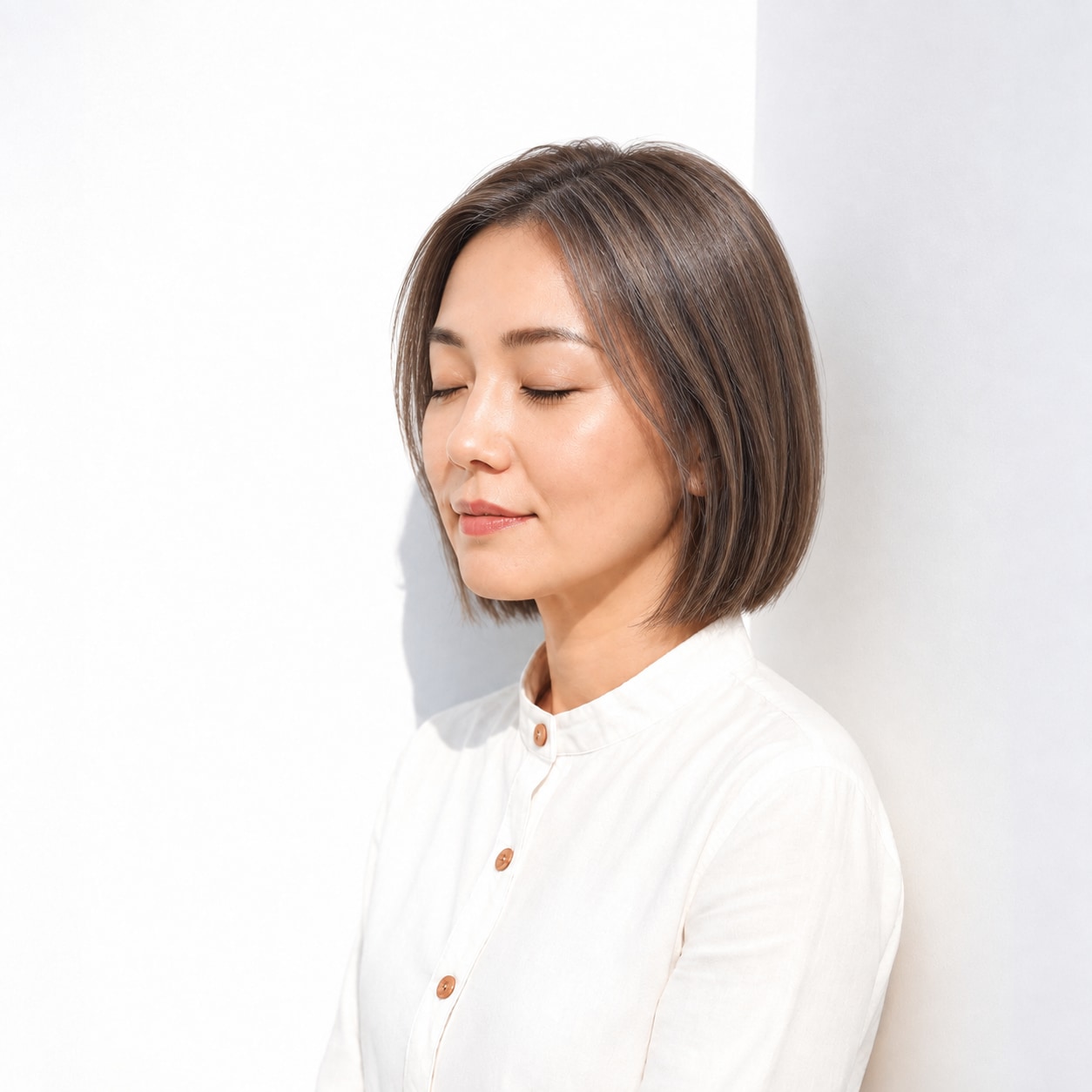 あたたかみのあるブラウンの丸みのあるボブ
