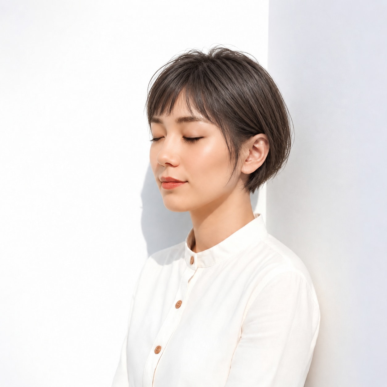 短め前髪ボブ × サイドバング：軽快で愛らしい印象に