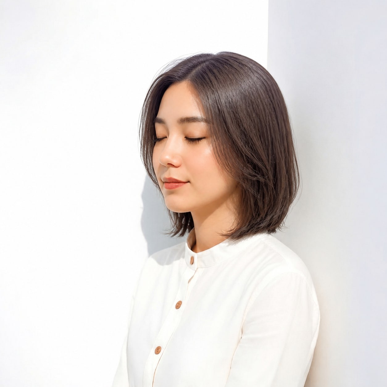 9. 長めボブ × 顔まわりレイヤー：毛先を自然に動かす