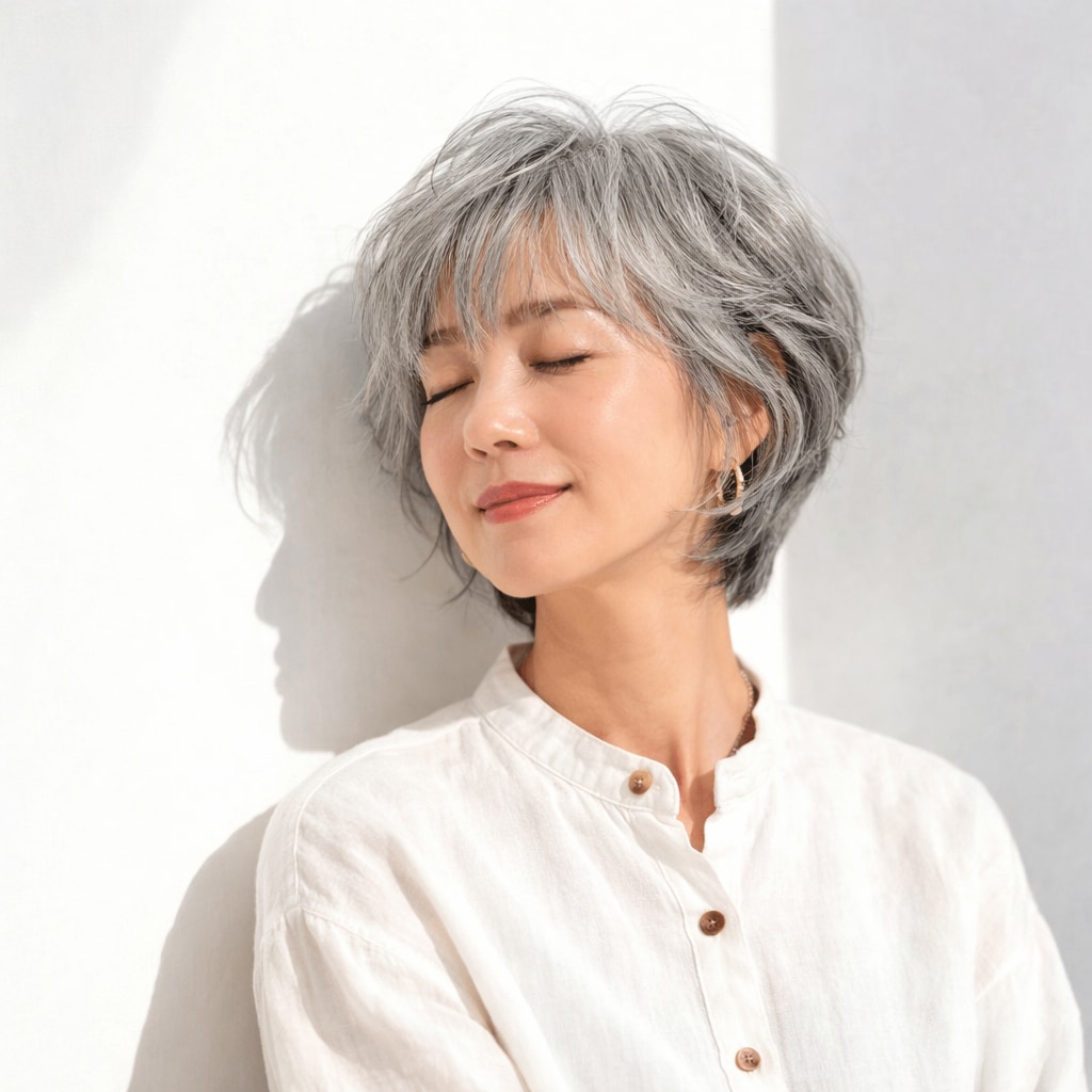 ショートのグレイヘア