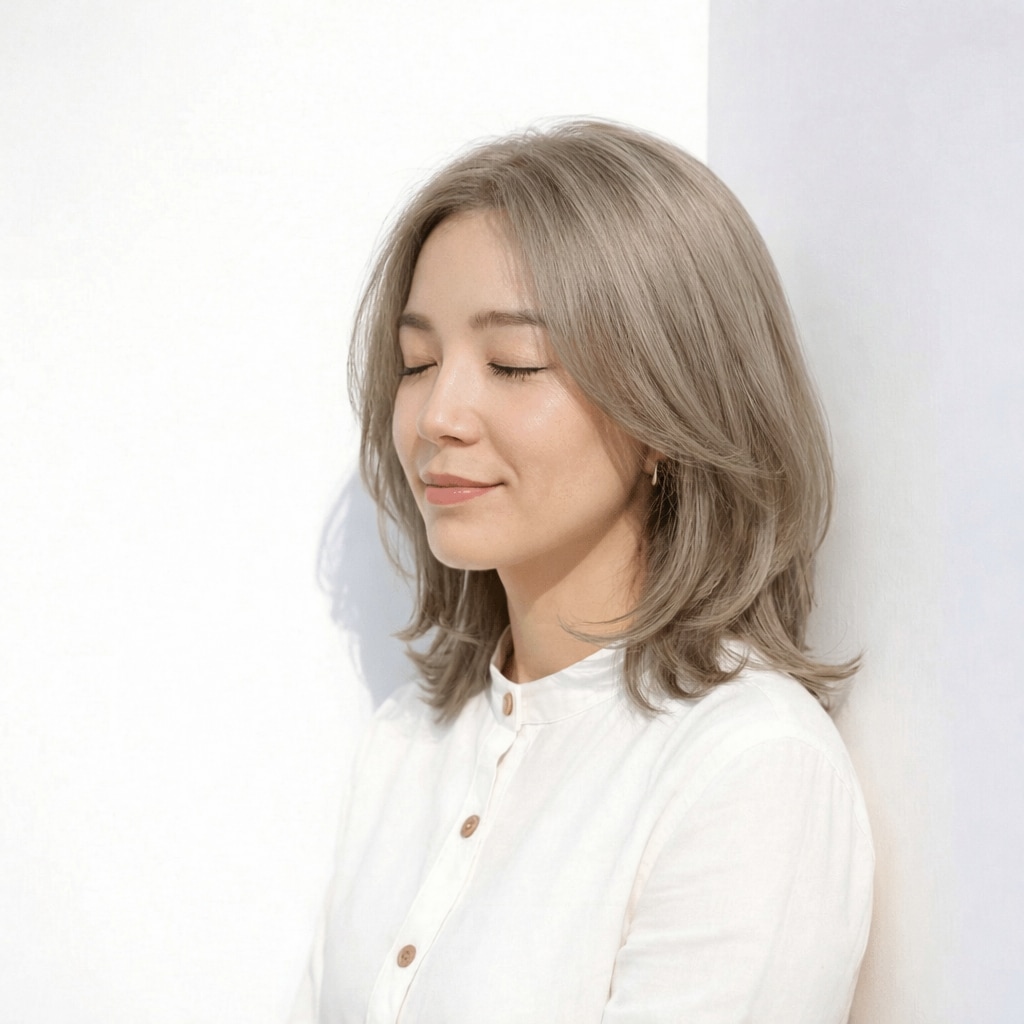 ヘアカラー1._白髪がなじむ明るめミルクティーベージュ