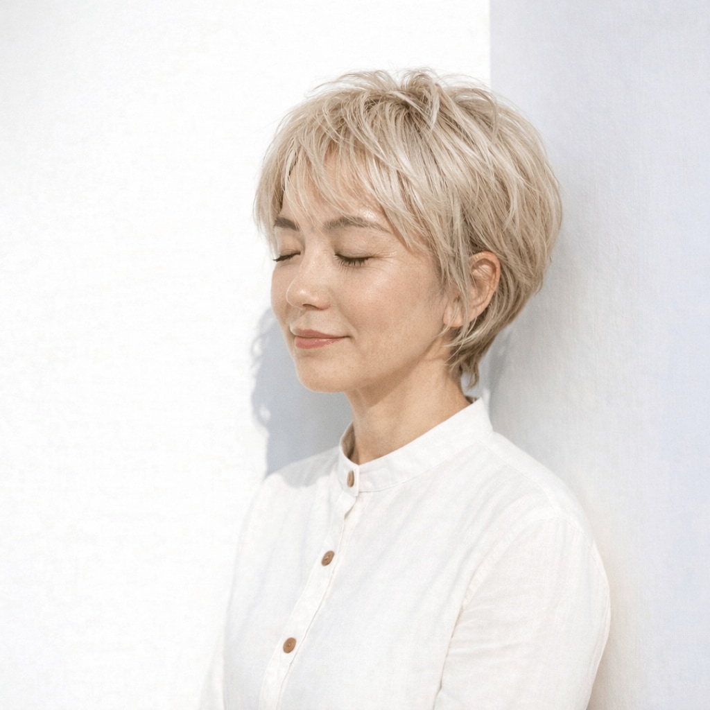 ヘアカラー4._白髪が目立たないプラチナブロンド