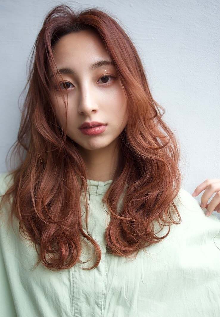 オレンジブラウン髪色