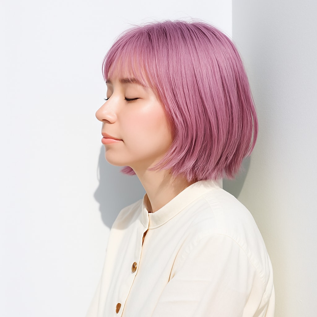 くすみピンク系ヘアカラー_ピンクアッシュ