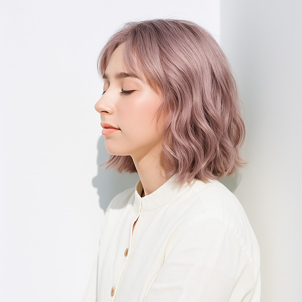 くすみピンク系ヘアカラー_ピンクアッシュ