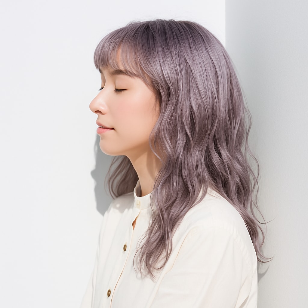 スモーキーピンク系ヘアカラー_ピンクグレー