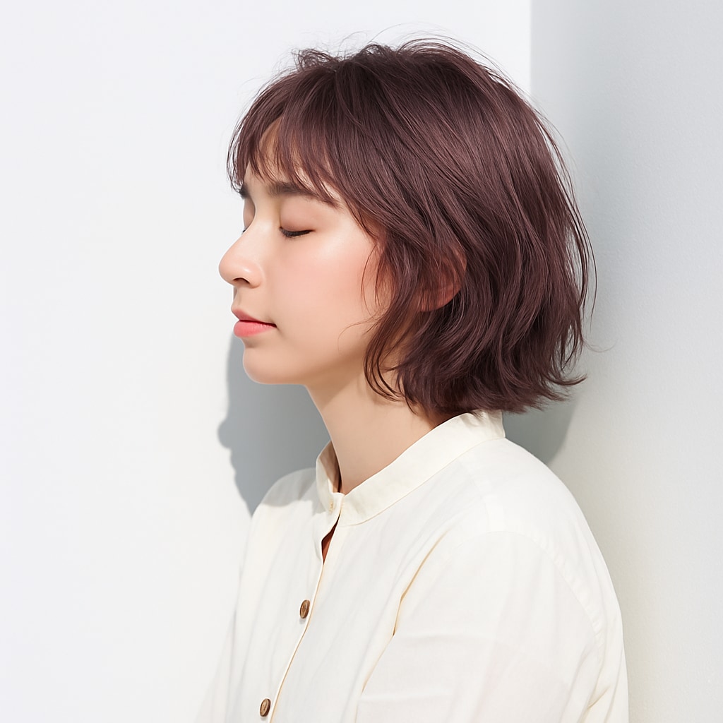 スモーキーピンク系ヘアカラー_ピンクグレー
