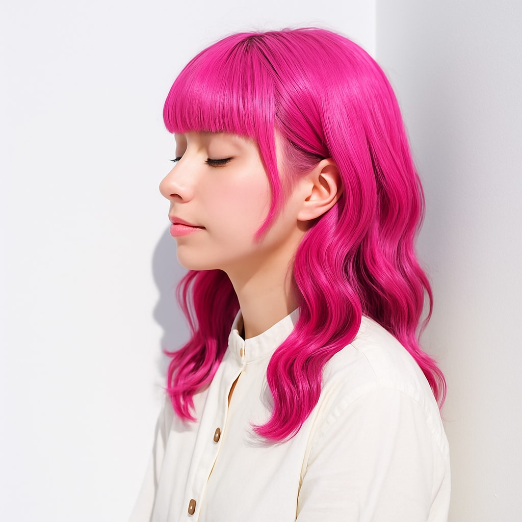 ビビッドピンク系ヘアカラー_ショッキングピンク