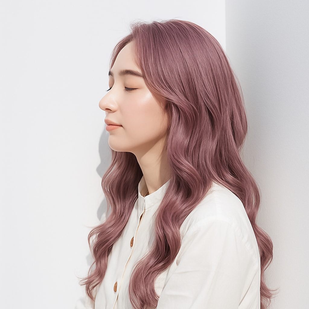 明るめピンク系ヘアカラー_ミルクティーピンク