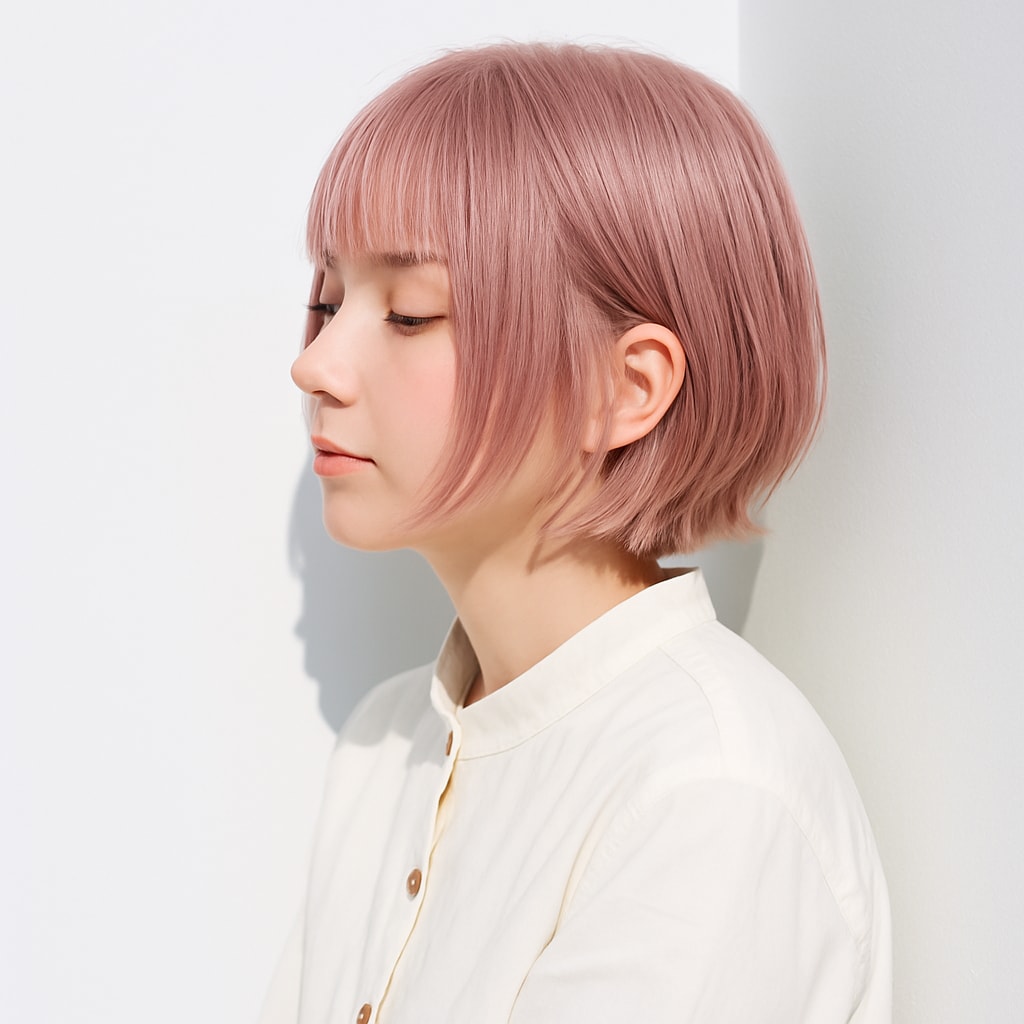 明るめピンク系ヘアカラー_ミルクティーピンク