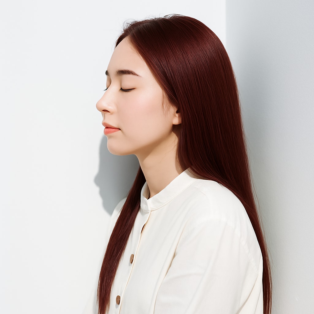 赤っぽいピンク系ヘアカラー_ピンクレッド