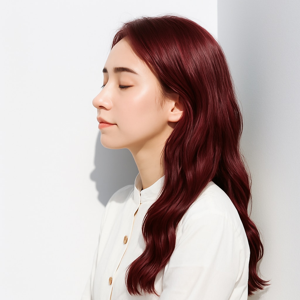 赤っぽいピンク系ヘアカラー_ピンクレッド