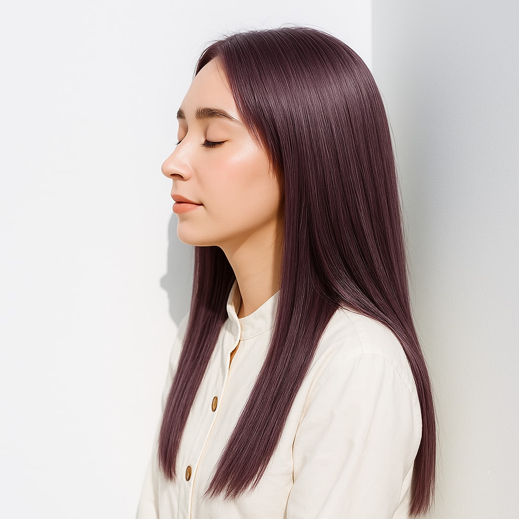 青っぽいピンク系ヘアカラー_ピンクラベンダー