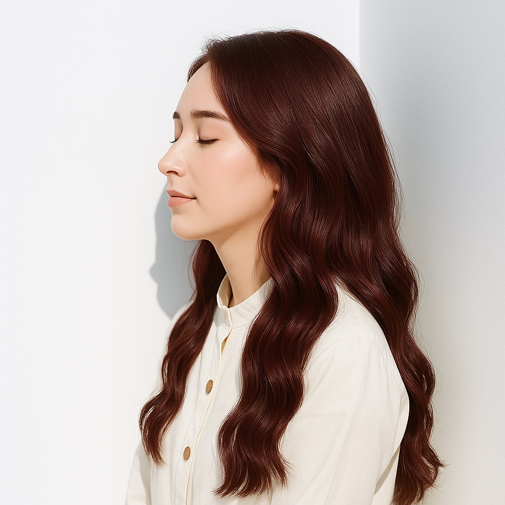 青っぽいピンク系ヘアカラー_ピンクラベンダー