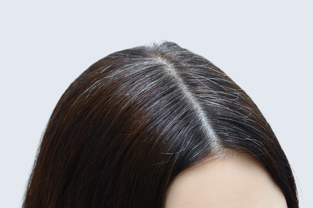 白髪の目立つ暗いトーンの髪色