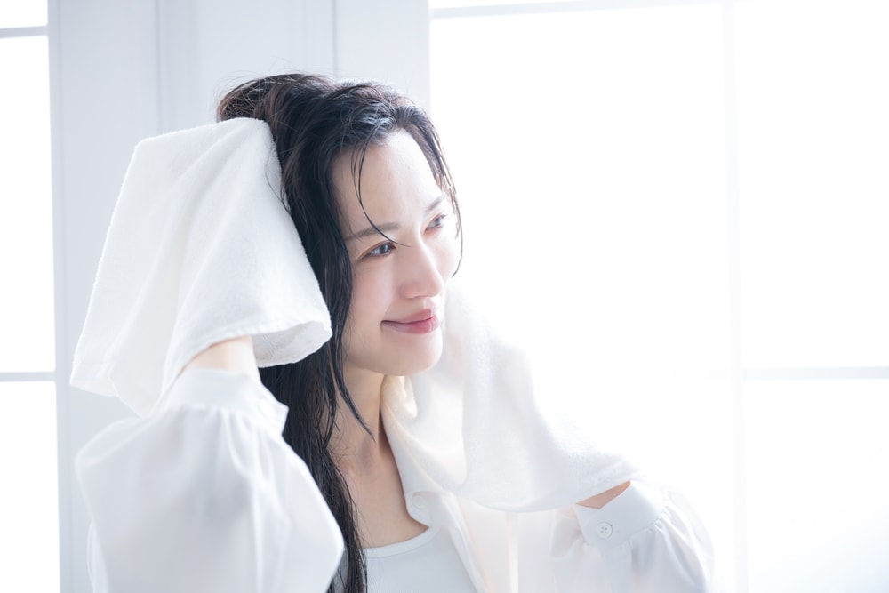 タオルドライしている様子