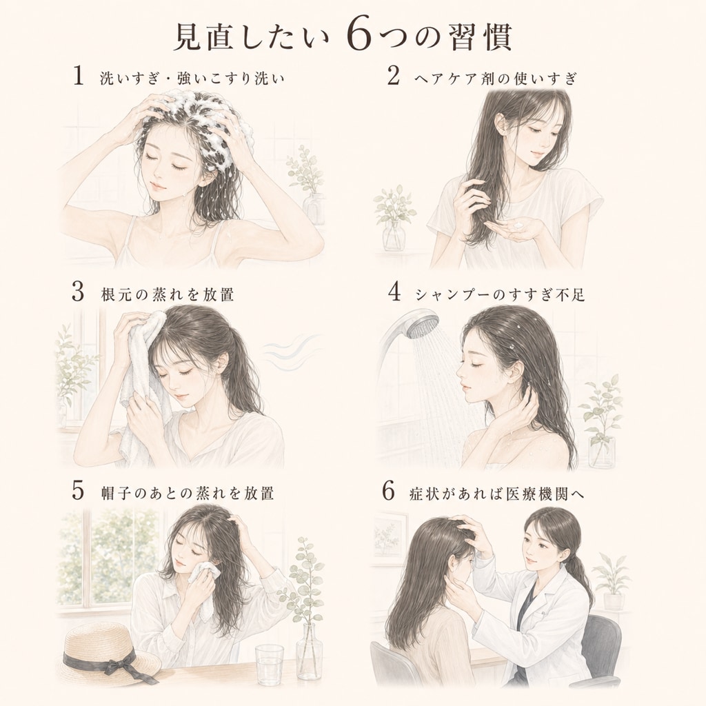 髪の毛のベタつきを防ぐために見直したい習慣