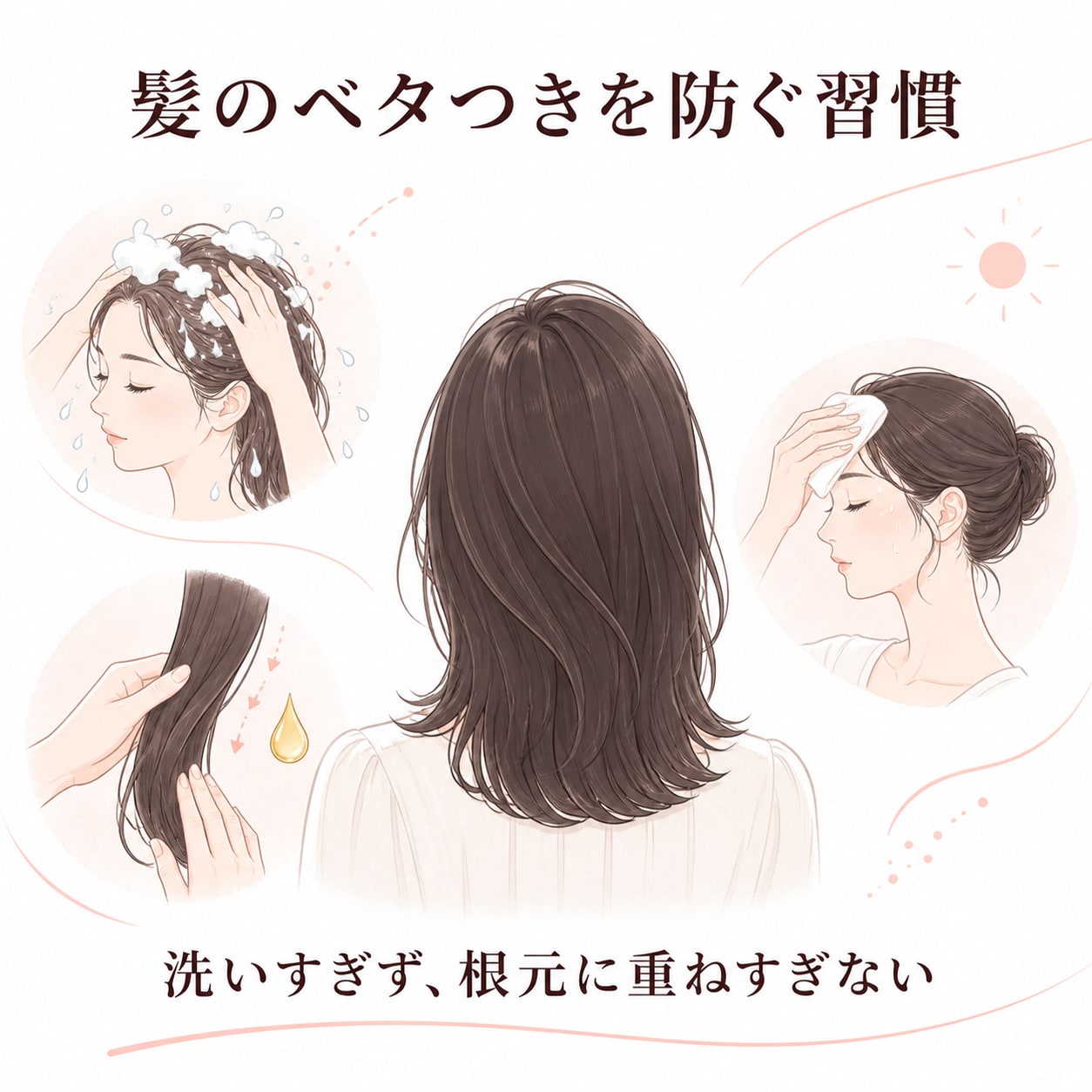 髪のベタつきを防ぐために見直したい習慣