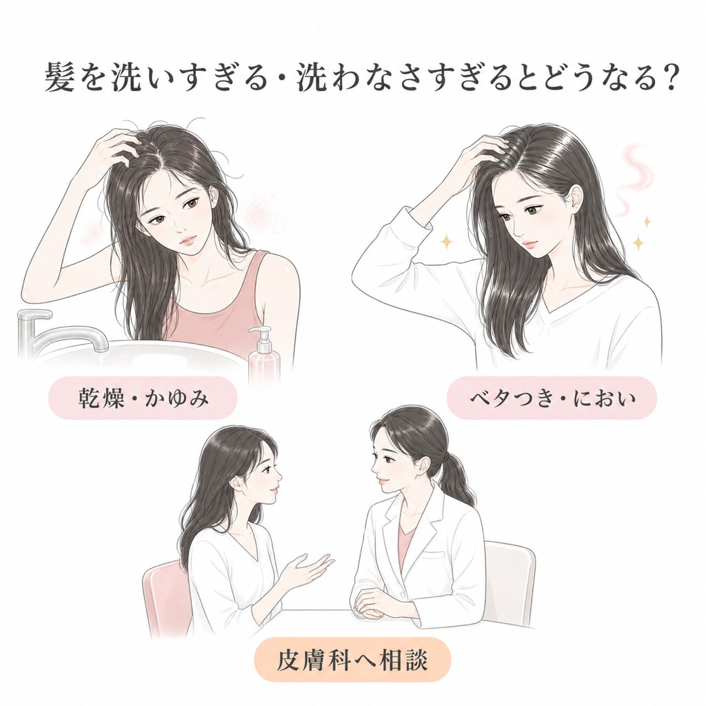 髪を洗いすぎる・洗わなさすぎるとどうなる？