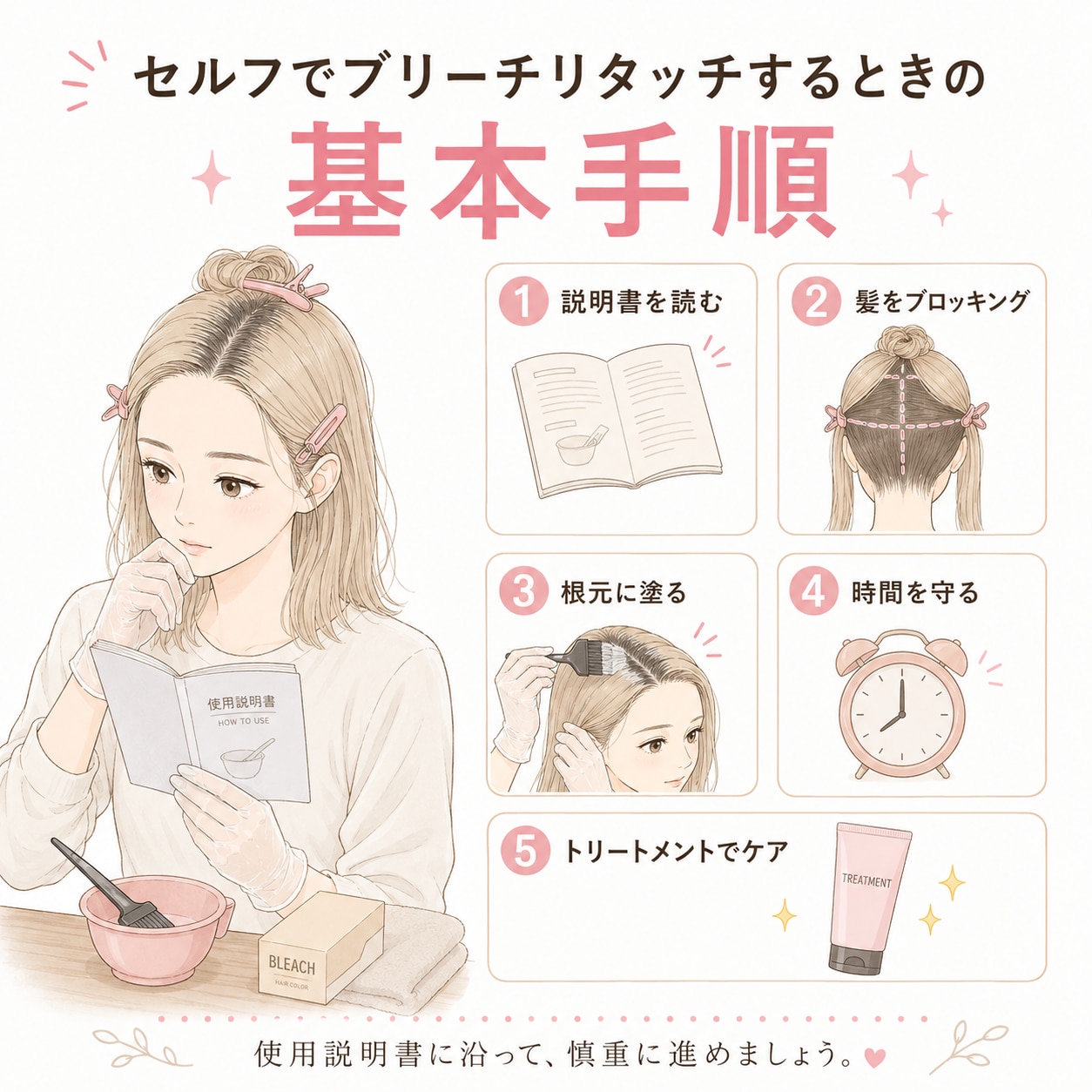 セルフでブリーチリタッチするときの基本手順