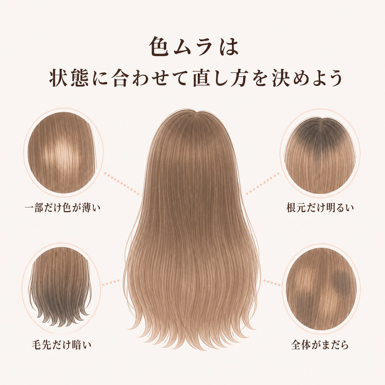 セルフカラーの色ムラは、状態に合わせて直し方を決めよう