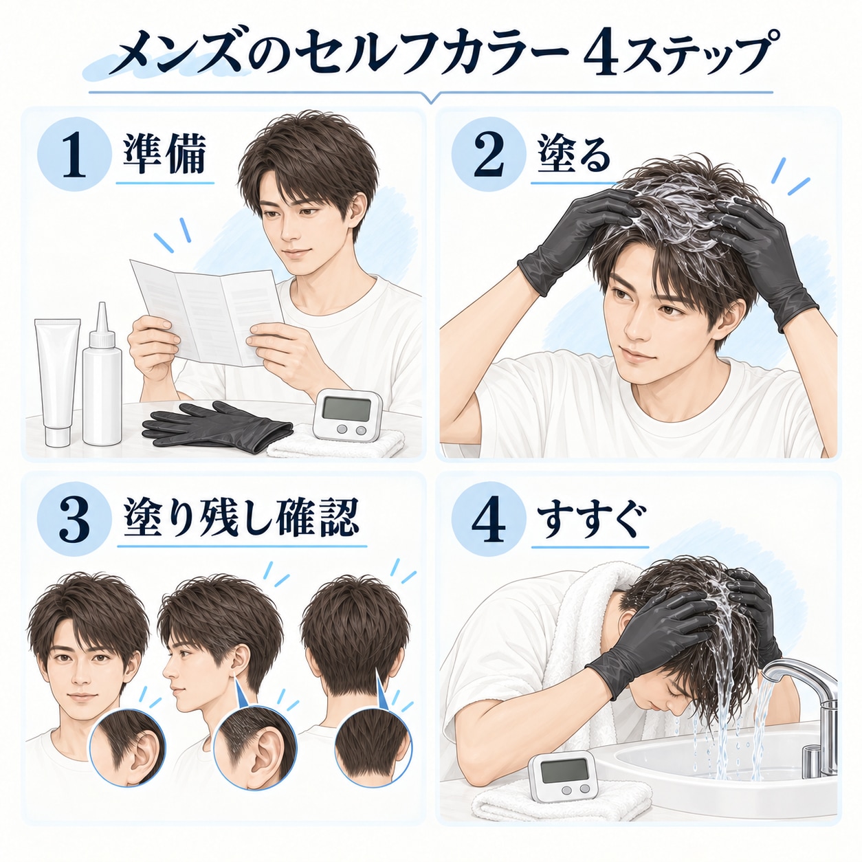 メンズのセルフカラーのやり方