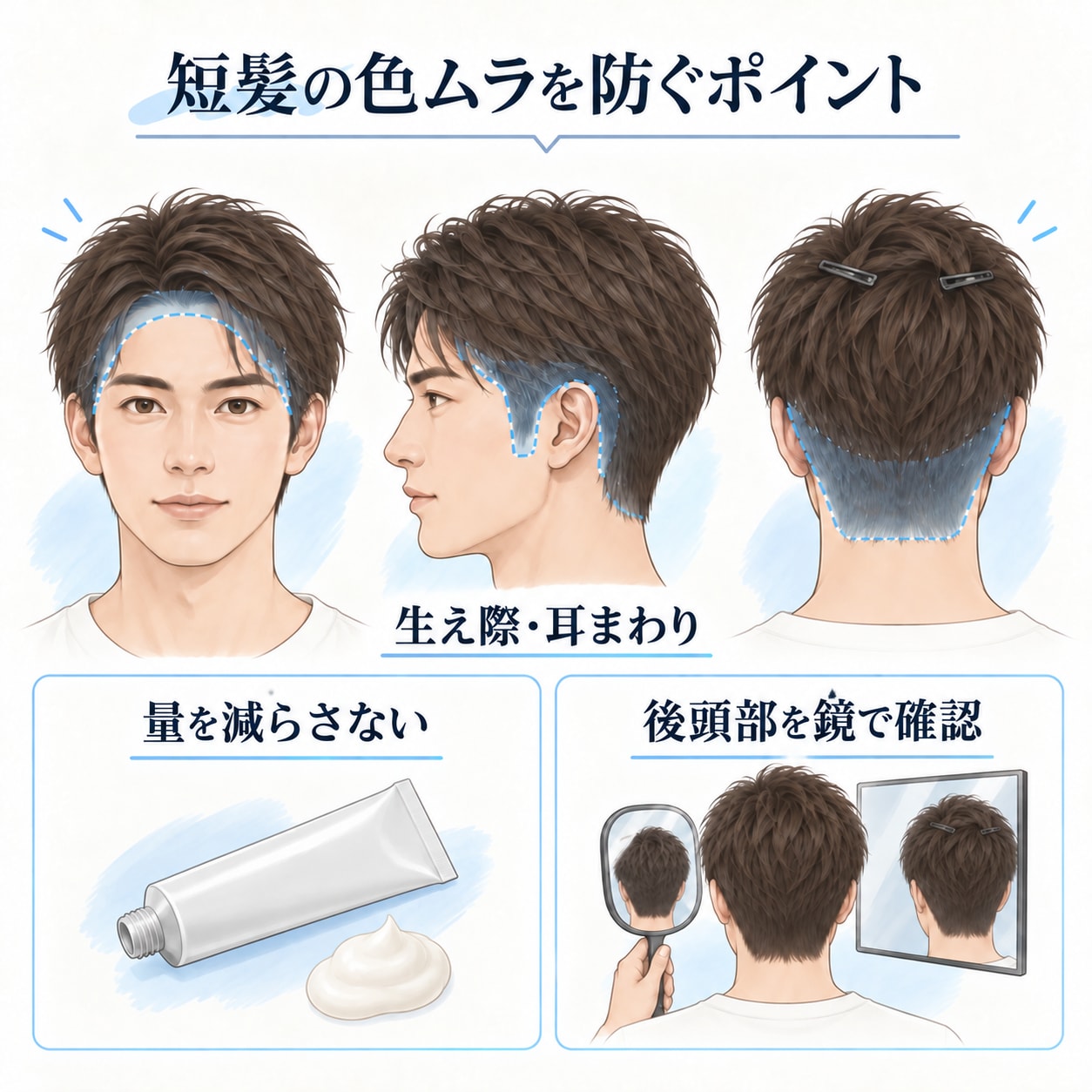 メンズのセルフカラーで色ムラを防ぐポイント
