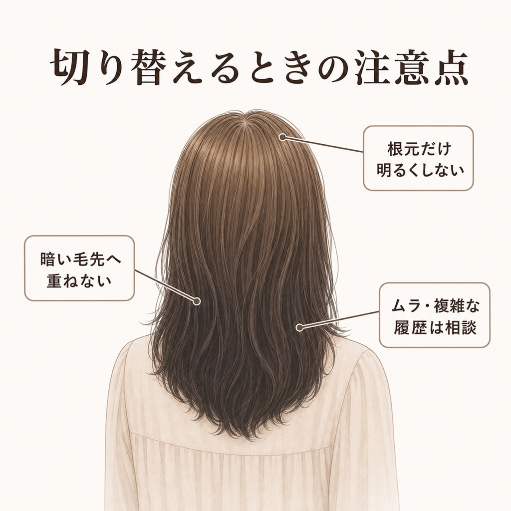 セルフカラーで白髪染めからおしゃれ染めへ切り替えるときの注意点