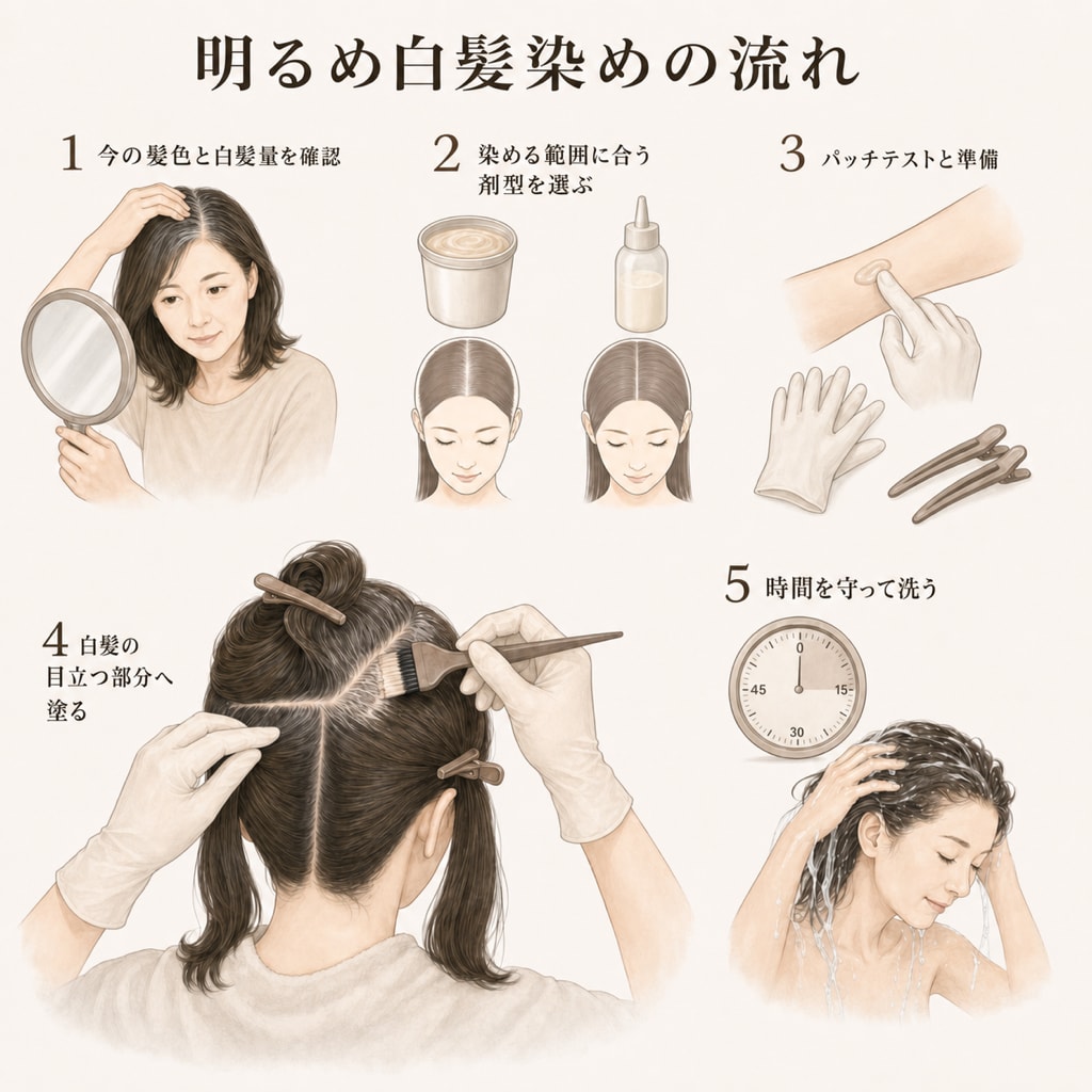 明るい白髪染めをセルフでするやり方
