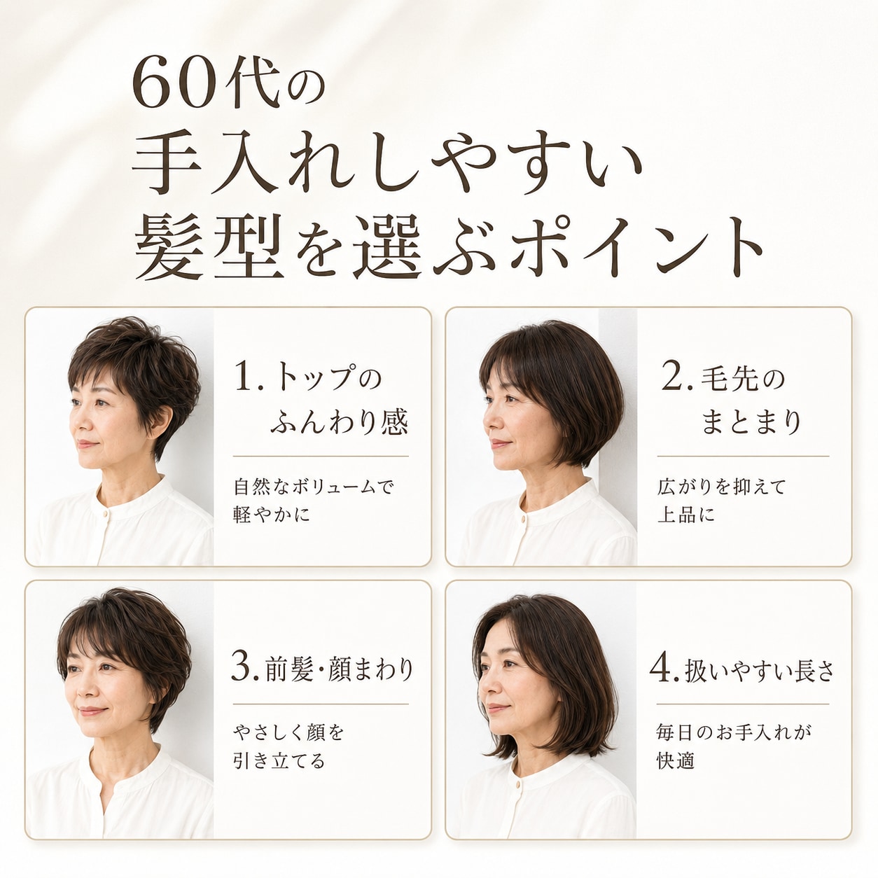 60代の手入れしやすい髪型を選ぶポイント