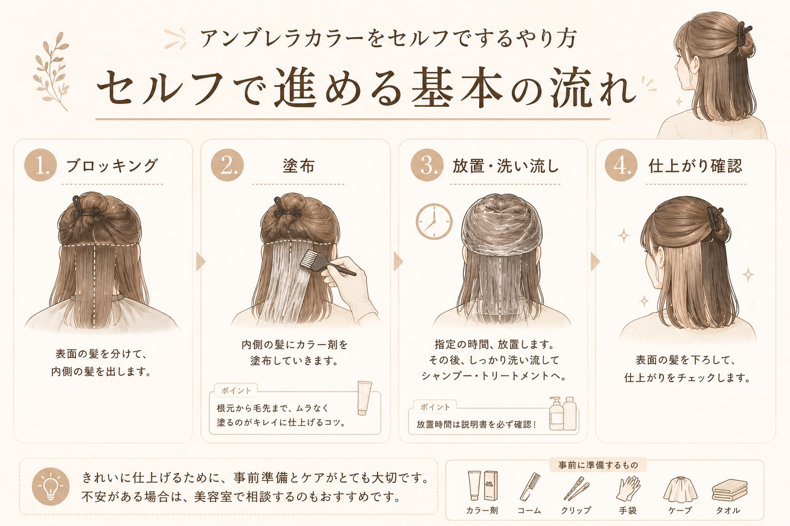 アンブレラカラーをセルフでするやり方