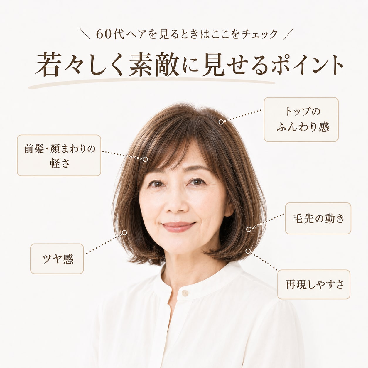 60代の若く見える素敵なヘアスタイルのポイント