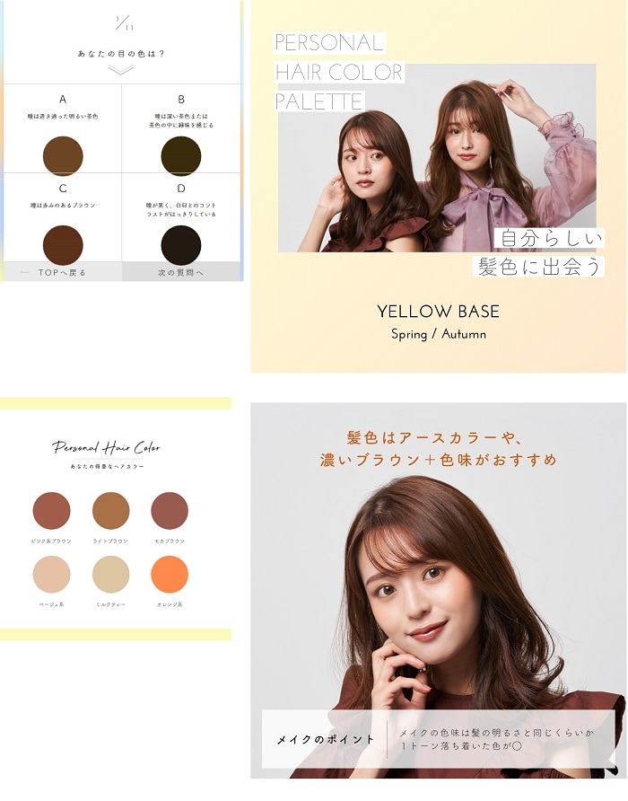 PERSONAL HAIR COLOR PALETTE_質問・診断結果イメージ